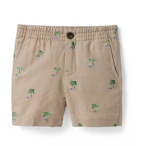 Janie and Jack Beige Palm Print Shorts